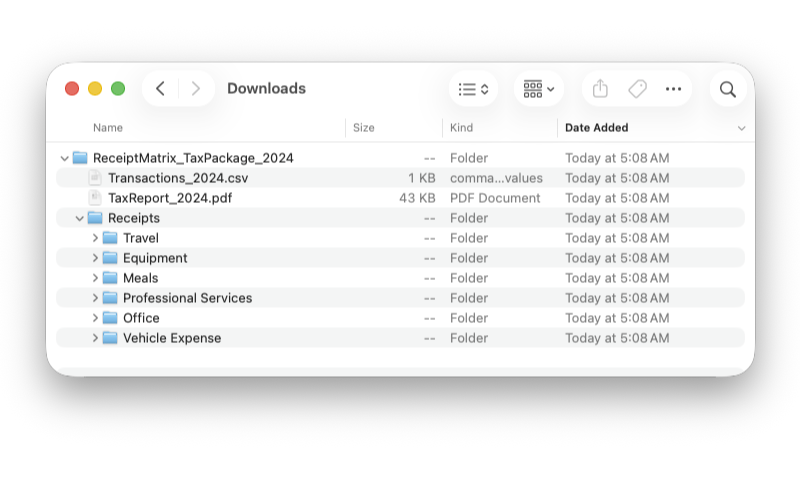 Accountant-ready export folder structure